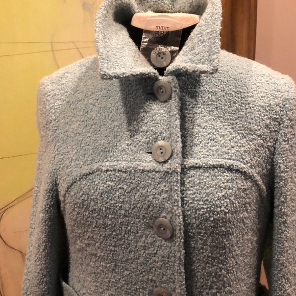 NWOT ETCETERA BLUE NUBBY QUARTER LENGTH COAT - Picture 4 of 8